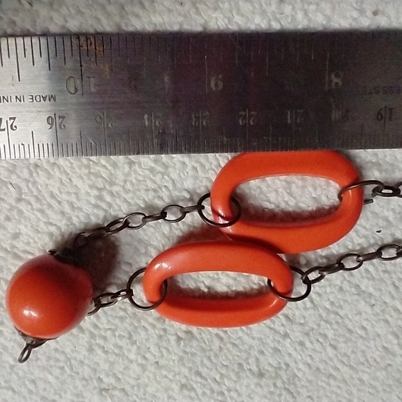 Orange 🍊 dark copper circles chain necklace - Picture 2 of 3